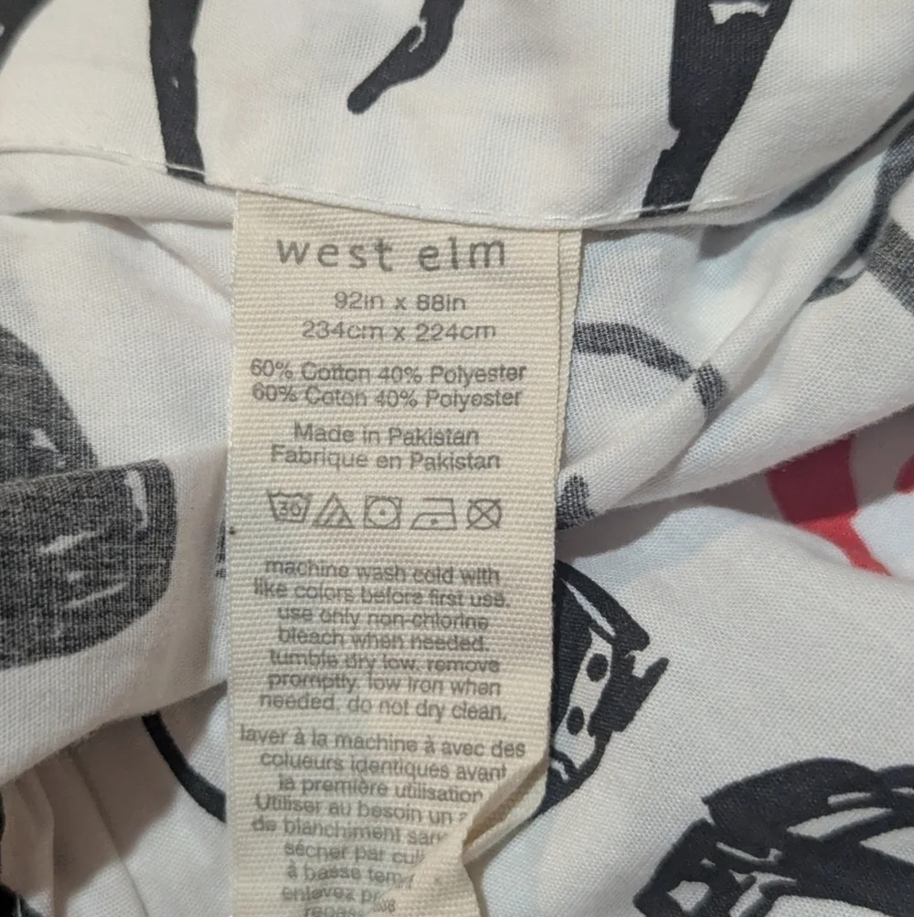 West Elm Duvet Queen Spectacles Glasses Black White Red Quirky Fun Maximalist